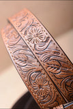 48" HILASON Western Genuine Leather Hand Tooled Floral Carved Unisex Belt Brown