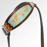 HILASON One-Ear Headstall Floral Hand-Painted Turquoise Premium