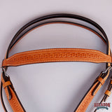 HILASON Western Genuine American Leather Horse Headstall & Breast Collar Set Tan