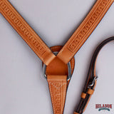HILASON Western Genuine American Leather Horse Headstall & Breast Collar Set Tan