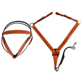 HILASON Western Genuine American Leather Horse Headstall & Breast Collar Set Tan