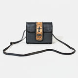 Laurel Rodeo Hand-Tooled Genuine Leather Crossbody Shoulder Bag Black | Houston Livestock Show and Rodeo