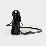 Laurel Rodeo Hand-Tooled Genuine Leather Crossbody Shoulder Bag Black | Houston Livestock Show and Rodeo