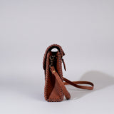 Laurel Rodeo Hand-Tooled Genuine Leather Crossbody Shoulder Bag Brown | Houston Livestock Show and Rodeo