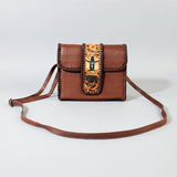 Laurel Rodeo Hand-Tooled Genuine Leather Crossbody Shoulder Bag Brown | Houston Livestock Show and Rodeo