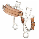 Tough 1 Fleece-Lined Hackamore 7" Chrome Cheeks, Leather Noseband w/ Chain Curb