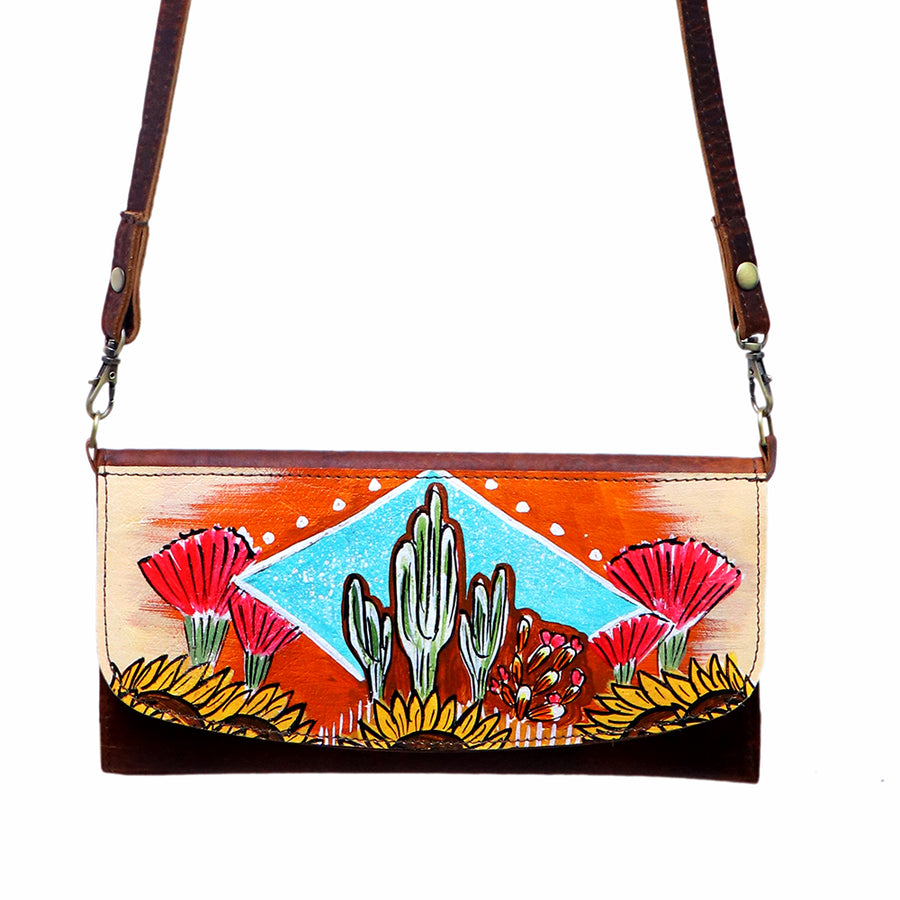 American Darling Small Cross body Bag Genuine Vegetable Tanned Leather Wallet Purse Western Handbag 4in x 1in x 8in