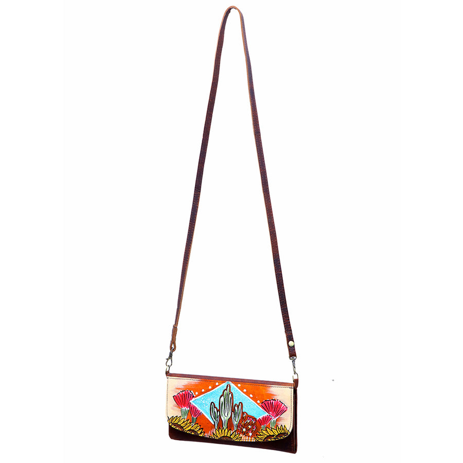 American Darling Small Cross body Bag Genuine Vegetable Tanned Leather Wallet Purse Western Handbag 4in x 1in x 8in