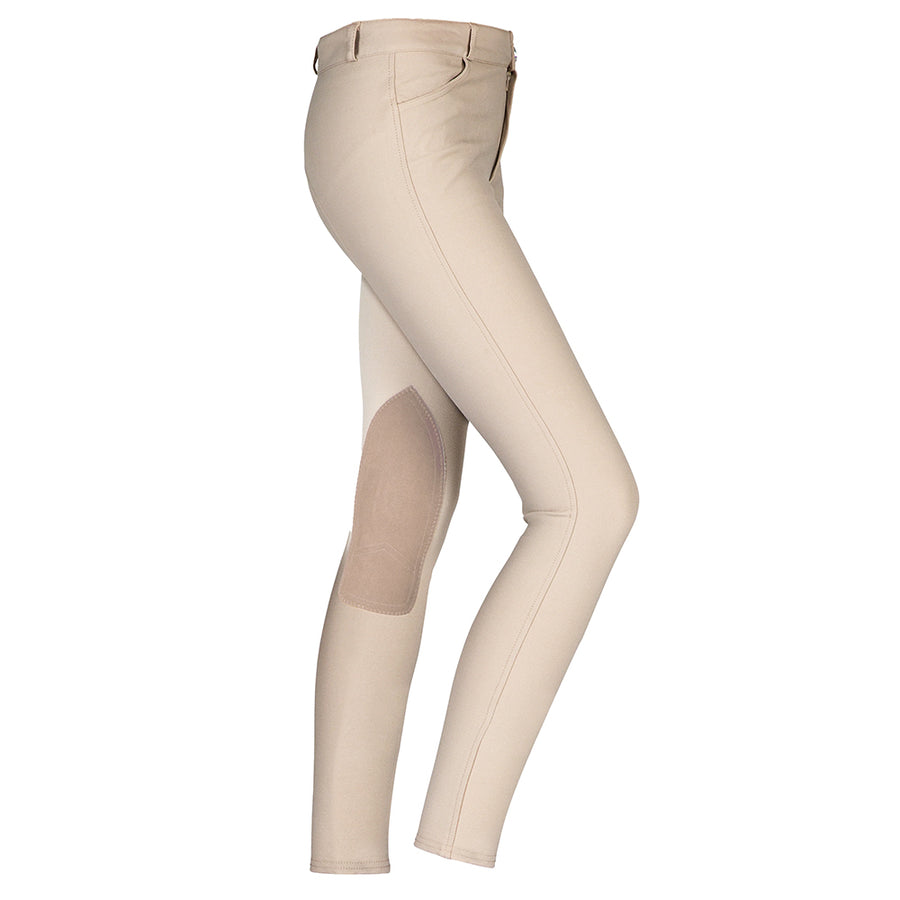 Children's Tan Jodhpurs Riding Pants - Kids Equestrian Breeches with Knee Patches (16 Years) - Uhorse