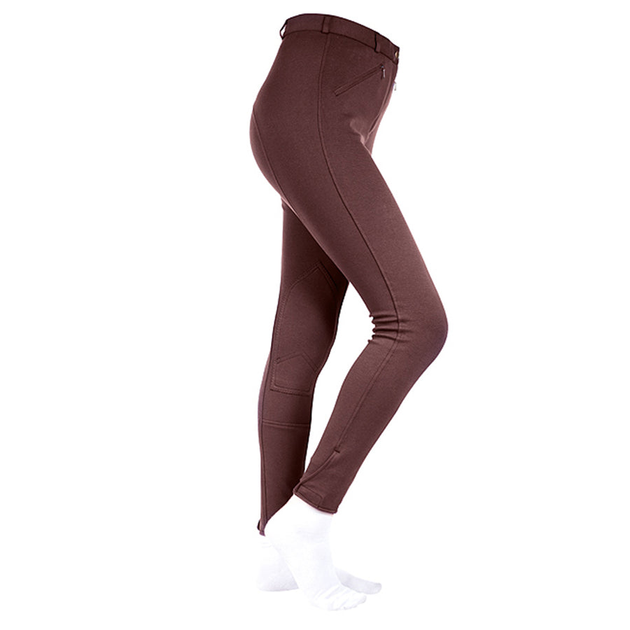Horze Ladies Active Knee Patch Breeches Choco Brown Comfortable Stretch Fabric - Uhorse
