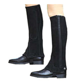 Small Shires Equestrian Horse Tack Rider Suede Half Chaps W/ Elastic Black