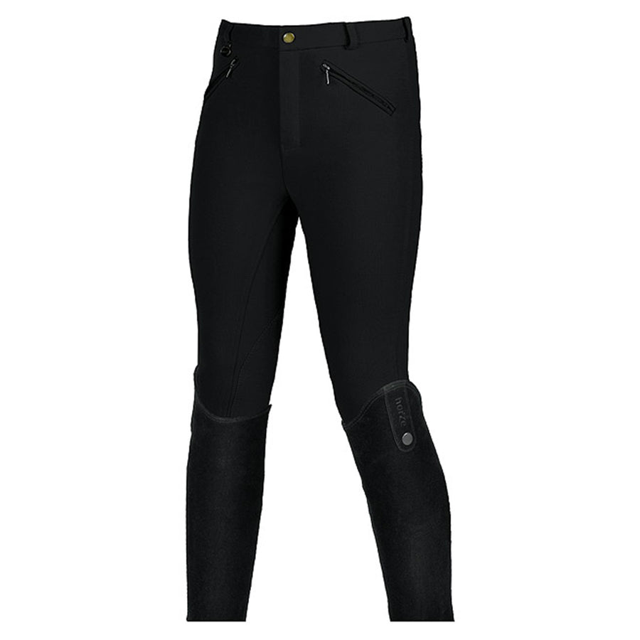 Horze Cotton Riding Breeches Self Knee Patch Front Zip Pockets - Uhorse