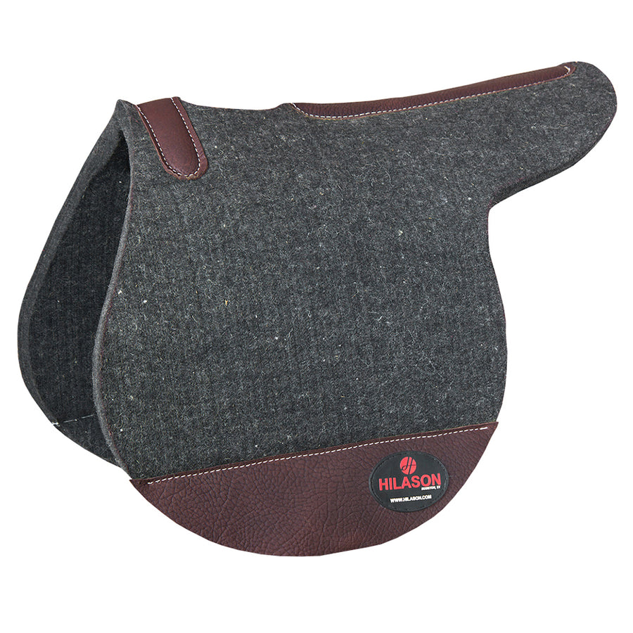 Hilason Horse Felt Saddle Pad with Leather Wear Guards - Western Contoured Back Pad Grey - Uhorse
