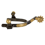 HILASON Ladies' Antique Brown Western Spurs with Hand-Engraved Brass Trim – 1/2