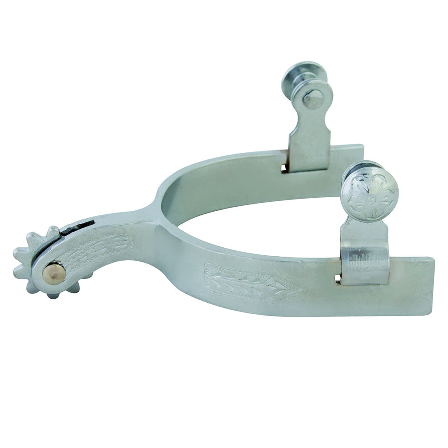 Silver metal western spurs with clear glass inlays - Uhorse