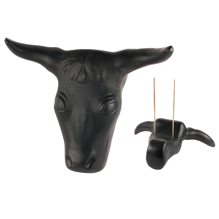 Black bull head bookends with brass pins - Uhorse
