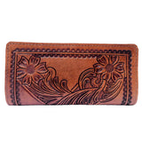 American Darling Hand Tooled Floral Leather Western Clutch Bag - Uhorse