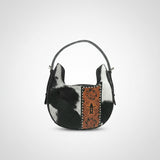 Laurel Spring Rodeo Genuine Hair On Leather hand tooled hobo bag Black & White | Houston Livestock Show & Rodeo