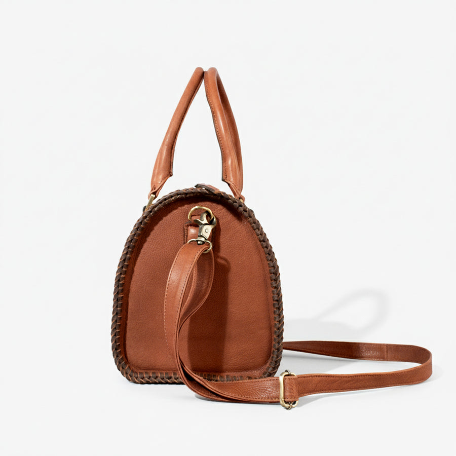 American Darling Western Genuine Leather Speedy Bag, Braided Hand Tooled Floral Carved Purse with Crossbody Strap & YKK Zipper
