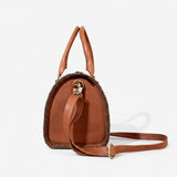 American Darling Western Genuine Leather Speedy Bag, Braided Hand Tooled Floral Carved Purse with Crossbody Strap & YKK Zipper