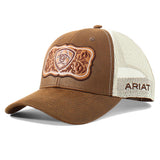 Ariat Ladies' Floral Logo Trucker Baseball Cap Hat – Brown/Tan