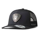 ARIAT Men’s Metal Shield Trucker Cap Black Mesh Back Snapback Hat