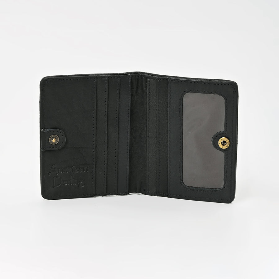 American Darling Genuine Cowhide Leather Wallet for Men – Black & White Patchwork Hair-On Bifold Wallet