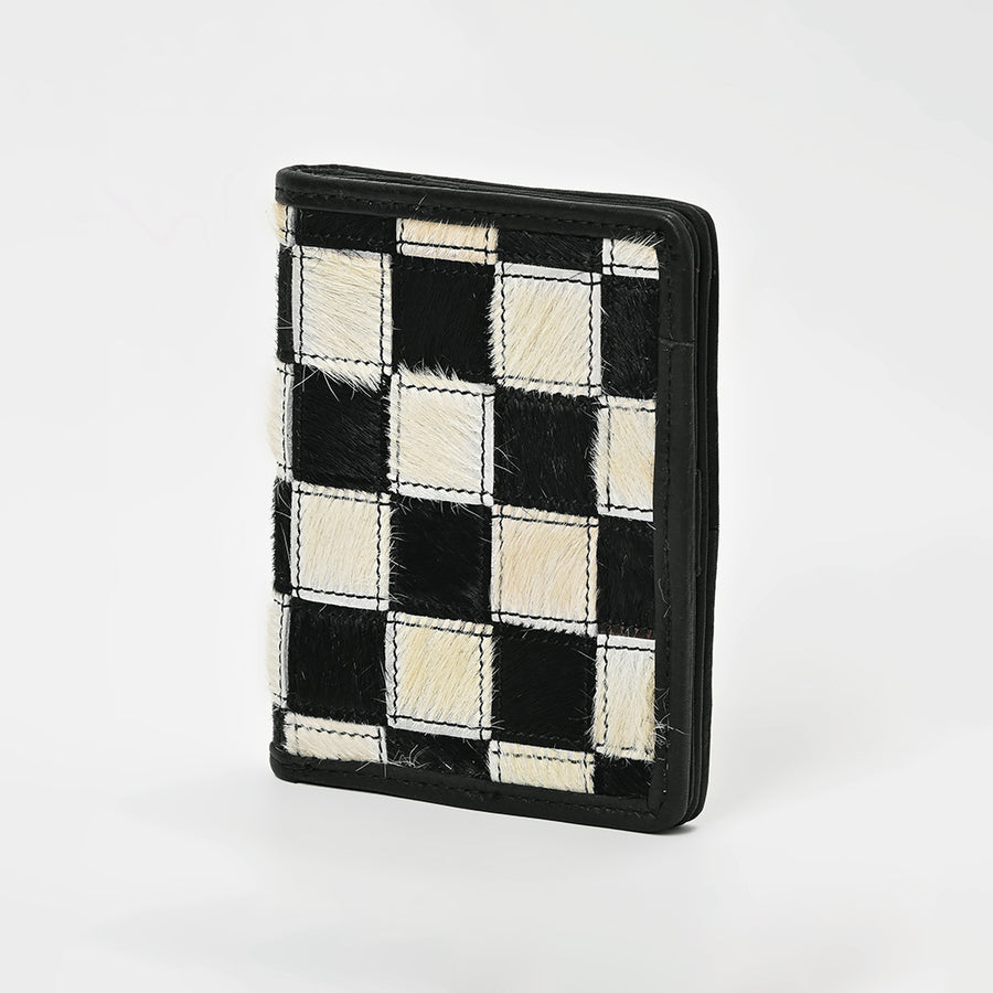 American Darling Genuine Cowhide Leather Wallet for Men - Black and White Patchwork Hair-On Bifold Wallet - Uhorse