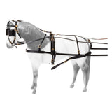Tough1 Miniature Horse Driving Harness Premium Black Leather Miniature Horse Tack Full Set Includes Bridle, Reins & Breeching