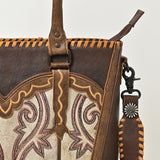 American Darling Western Leather Tote Bag w/ Embroidered Floral Panel