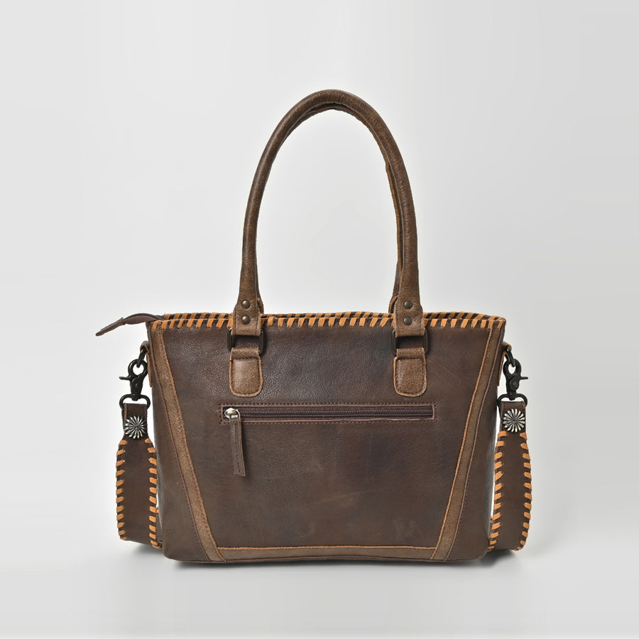 American Darling Western Leather Tote Bag w/ Embroidered Floral Panel