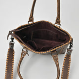 American Darling Western Leather Tote Bag w/ Embroidered Floral Panel