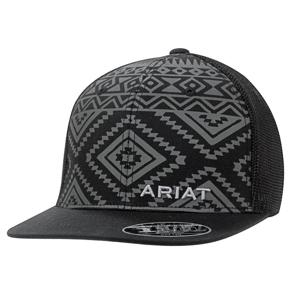 ARIAT Men's Aztec Black Flat Bill Cap