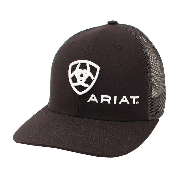 M&F Western Black Mesh Cap – Decorative Eyelet Embroidery, Adjustable 7-Snap Closure, Breathable Back Design