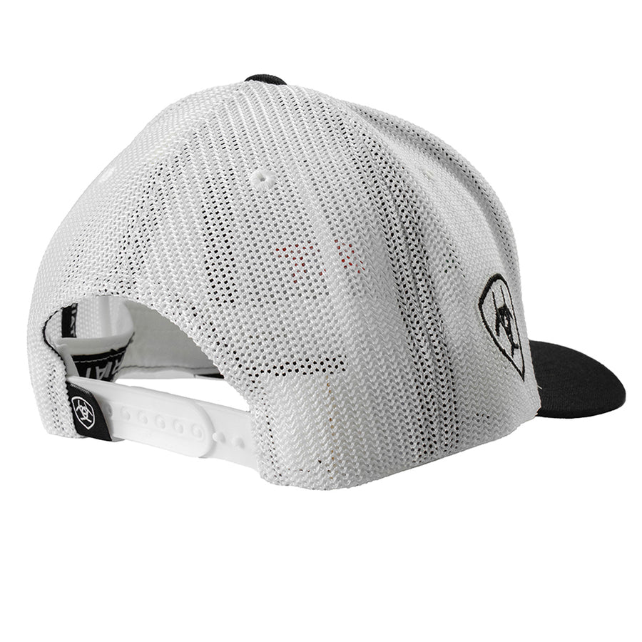 ARIAT Men's Mexican Flag Colors Embroidered Snapback Cap, Black with White Mesh Back, 6-Panel Mid Profile