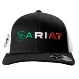 ARIAT Men's Mexican Flag Colors Embroidered Snapback Cap, Black with White Mesh Back, 6-Panel Mid Profile