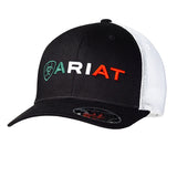 ARIAT Men's Mexican Flag Colors Embroidered Snapback Cap, Black with White Mesh Back, 6-Panel Mid Profile
