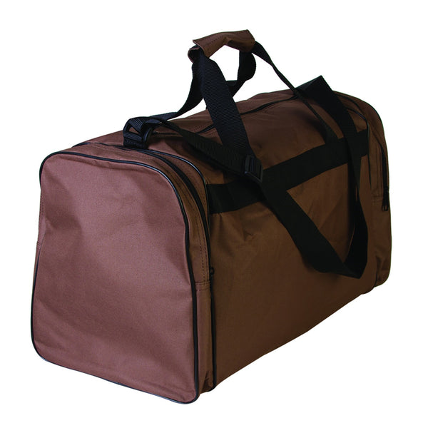 Brown and burgundy canvas duffel bag with black straps - Uhorse