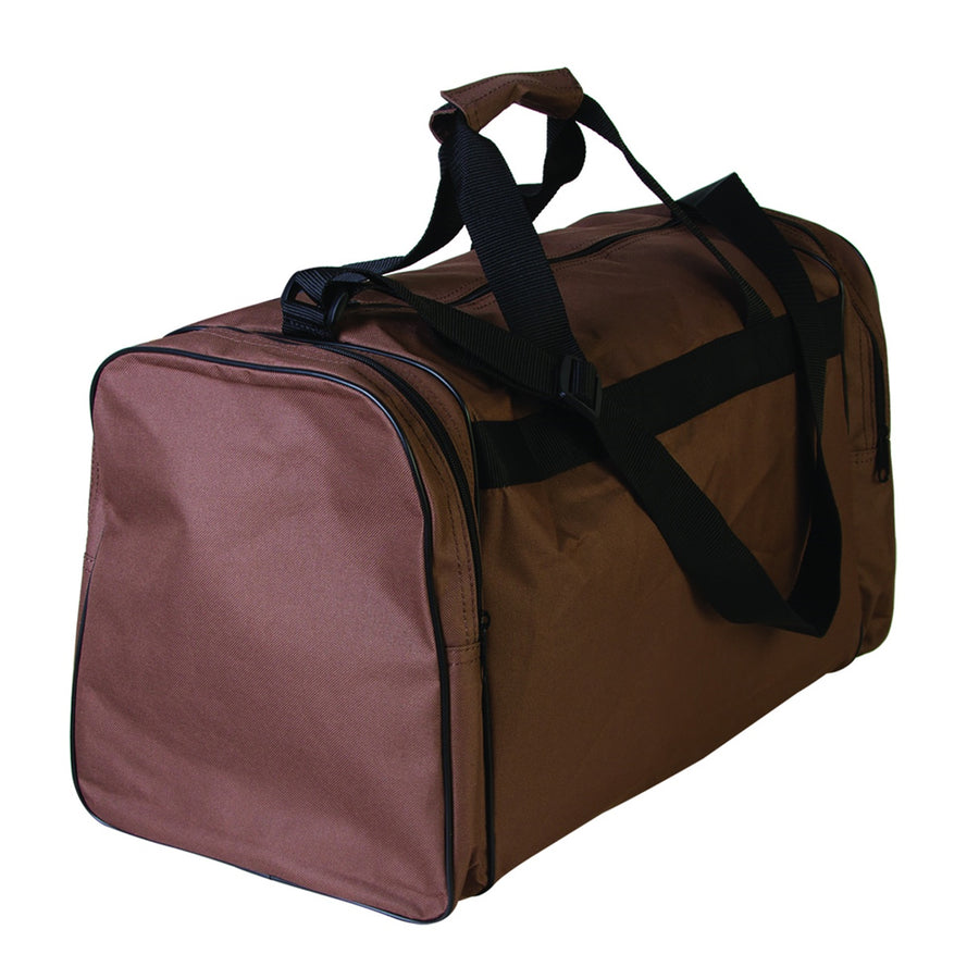 Brown and burgundy canvas duffel bag with black straps - Uhorse
