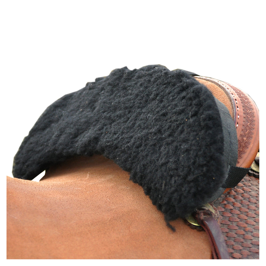 Black wool saddle blanket with tan leather binding - Uhorse