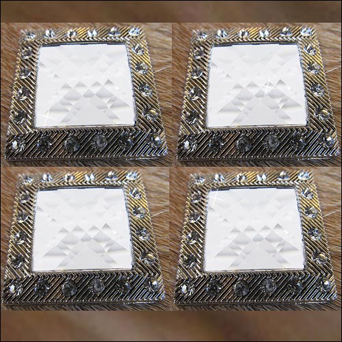 HILASON Screw Back Concho Silver Crystals Square Saddle White Color | Western Belt Slotted Conchos