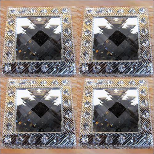 HILASON Screw Back Concho Grey Silver Crystals Square Saddle Color | Bridle Conchos Western Slotted