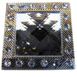 Set Of 4 Screw Back Concho 1.5 In Grey Silver Crystals Square Saddle - Uhorse