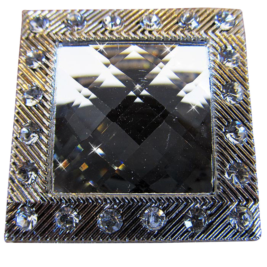 Set Of 32 Screw Back Concho 1.5 In Grey Silver Crystals Square Saddle - Uhorse