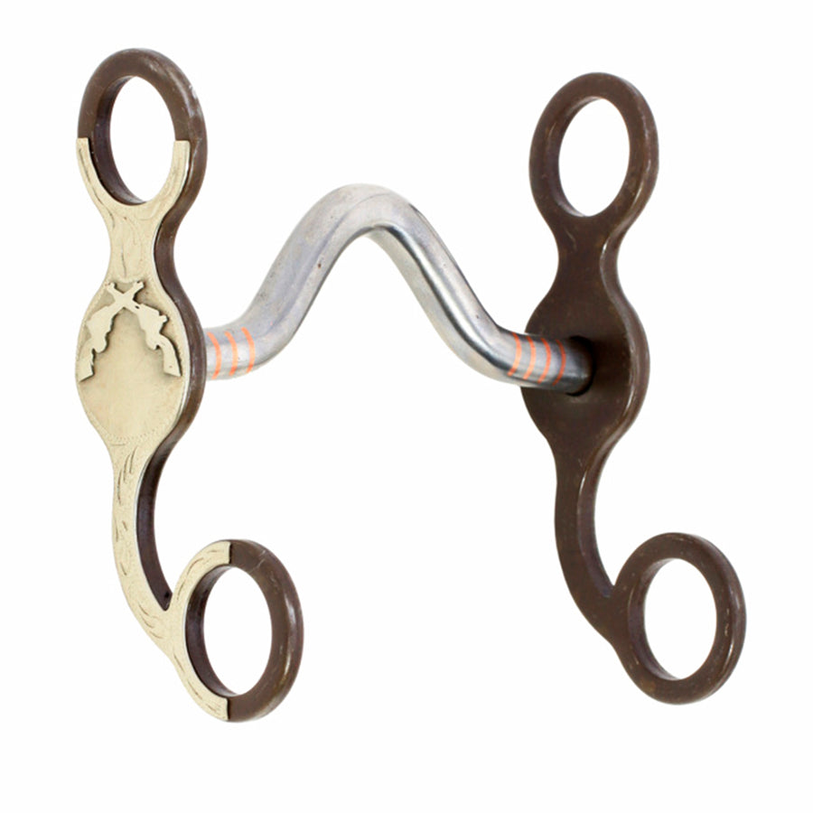 Metal horse bit with leather and nylon wrapped center - Uhorse