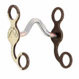 Metal horse bit with leather and nylon wrapped center - Uhorse