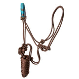 Brown nylon rope halter with blue wrapped nose band - Uhorse