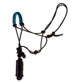 Black nylon halter with blue striped nose band - Uhorse