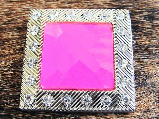 HILASON Western Screw Back Concho Light Fuschia Square Crystals Bling| Belt | Slotted Conchos