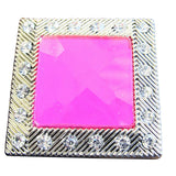 Western Screw Back Concho Light Fuschia Square Crystals Bling - Uhorse